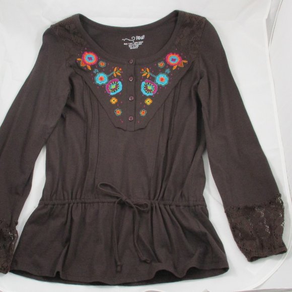 RXB Brown Tunic Top w/Embroidery - Small - Picture 1 of 5